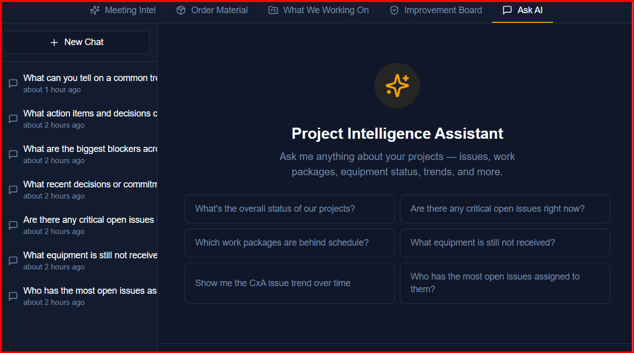 Project Intelligence Assistant, AI-powered project query interface